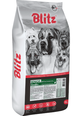 Корм для собак старше 7 лет с чувствительным пищеварением Blitz Sensitive 15 кг