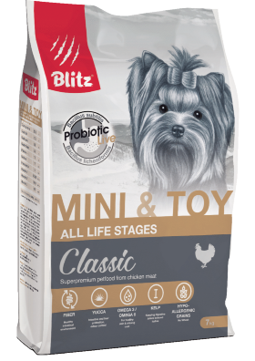 Корм для собак мелких и миниатюрных пород Blitz Classic полнорационный 7 кг