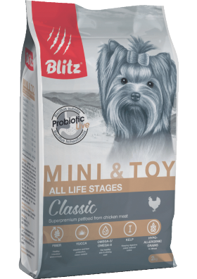 Корм для собак мелких и миниатюрных пород Blitz Classic полнорационный 0.5 кг