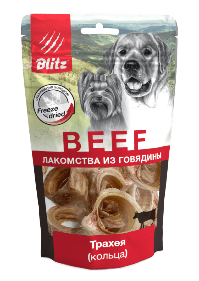 Лакомство для собак Blitz сублимированное «Трахея резанная кольца»