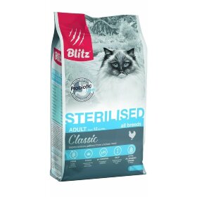 Корм для стерилизованных кошек и кастрированных котов Blitz Classic курица 0.4 кг