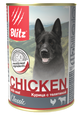 Влажный корм для собак Blitz Classic курица с телятиной консервированный 0.75 кг